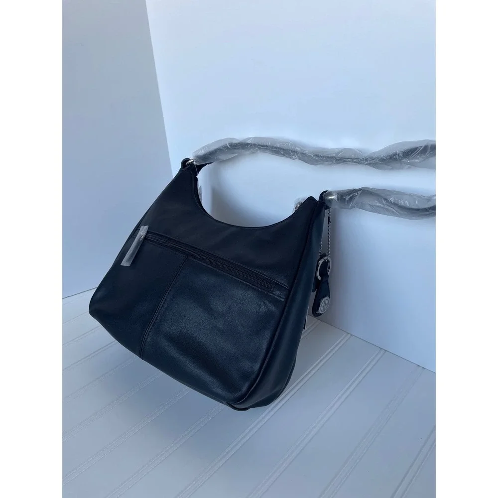 NEW Giani Bernini Black Leather Nappa Hobo Bag Shoulder Purse Quiet Luxury Chic